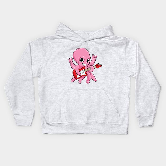 Octopus as Musician with Guitar Kids Hoodie by Markus Schnabel